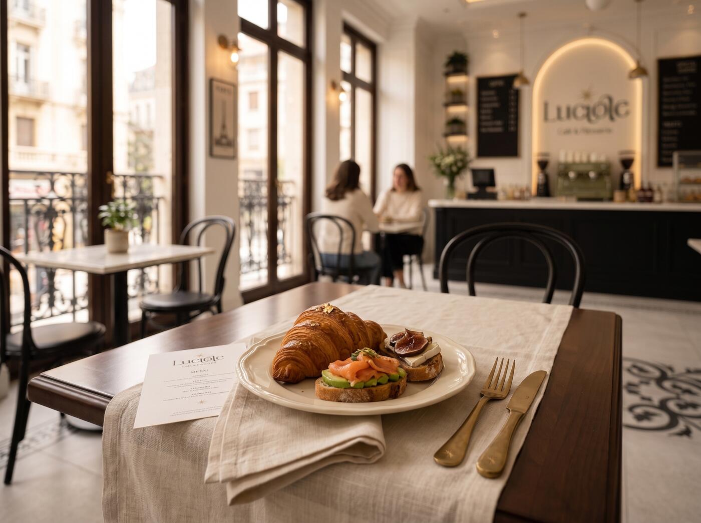 Croissant, smoked salmon avocado toast and fig brie toast served at Luciole bistro